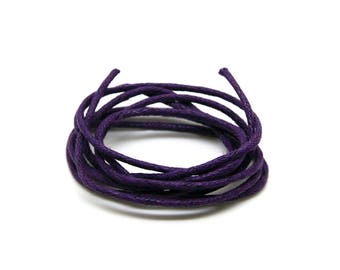 3 mètres de cordon coton ciré (1,5 mm) couleur violet