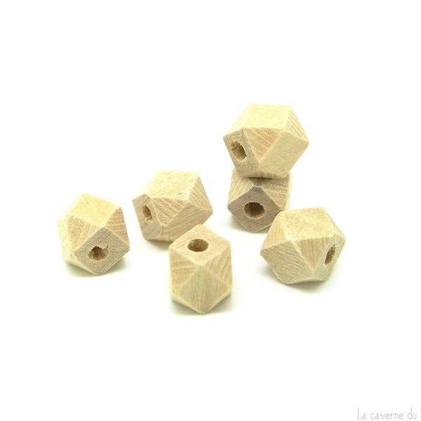 x10 perles polygone (10x10mm) en bois brut