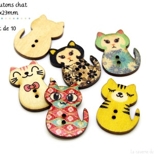 Au choix Boutons en bois multicolores couture scrapbooking Chat