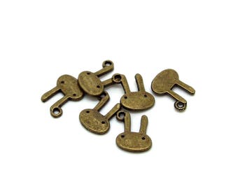 x5 breloques lapin (12x10mm) métal couleur bronze