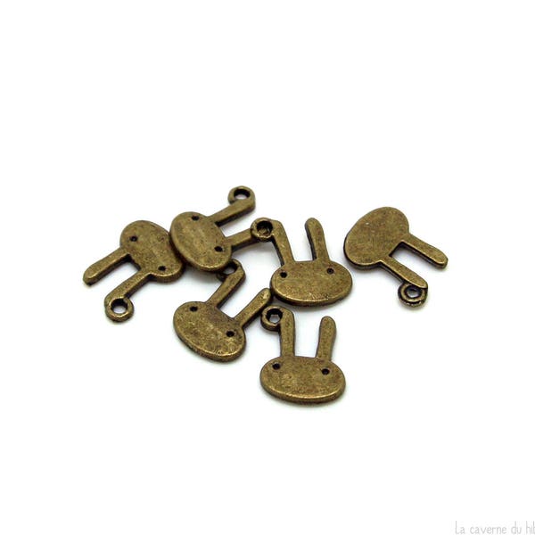 x5 breloques lapin (12x10mm) métal couleur bronze