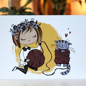 Set de 4 cartes postales - vœux illustration crochet