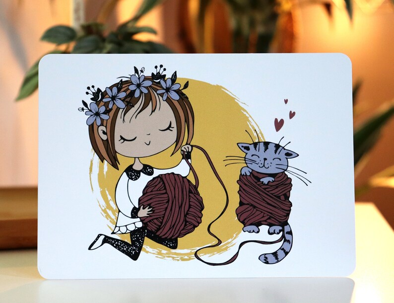 Set de 4 cartes postales vœux illustration crochet 画像 1