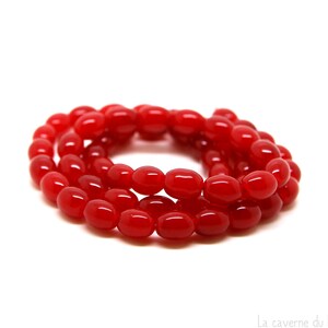x20 perles en verre ovales 8x6mm couleur au choix Rouge