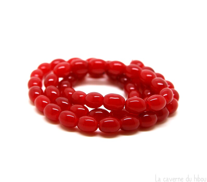 x20 perles en verre ovales 8x6mm couleur au choix Rouge