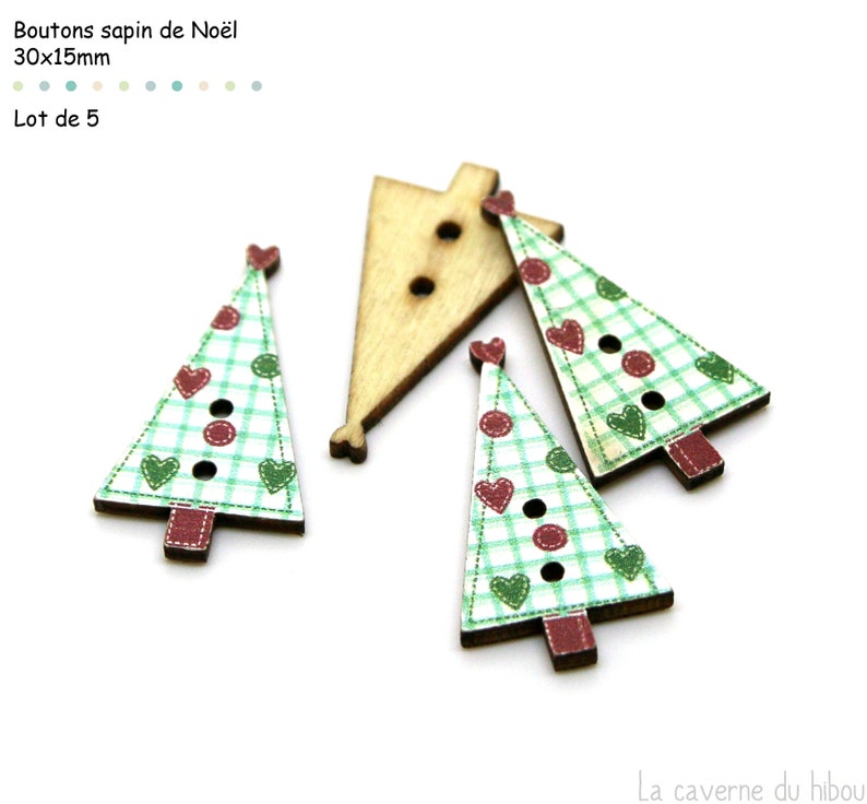 Boutons en bois Thème Noël Au choix image 6