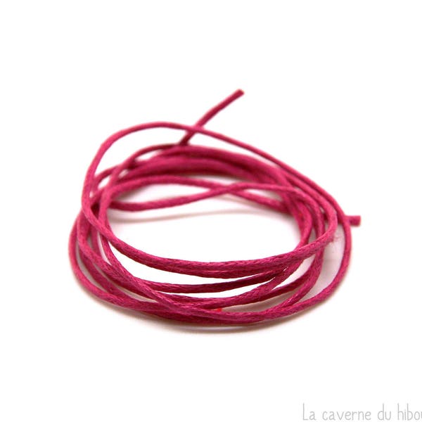 5 mètres de cordon coton ciré (1mm) couleur rose