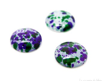 x5 cabochons en verre tachetés (16mm) - plusieurs couleurs disponibles.