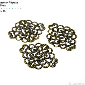 Connectors flowers watermarks metal bronze Choice Ovale