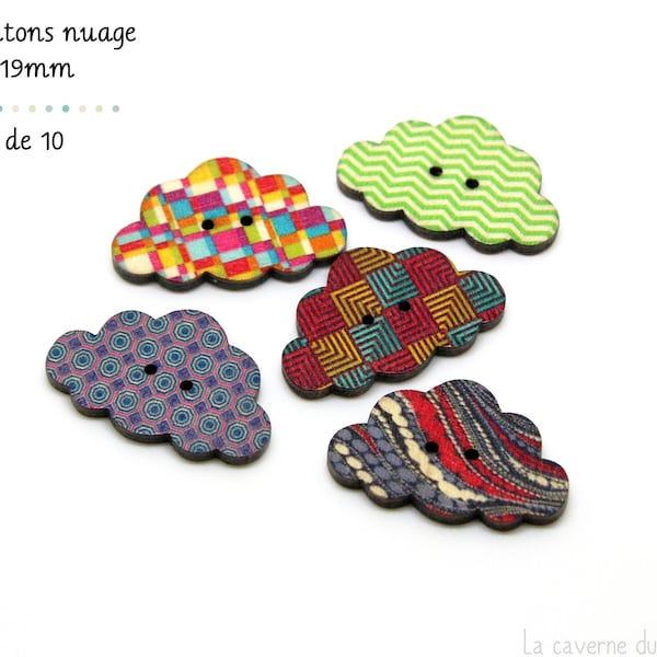 Au choix - Boutons en bois multicolores (couture scrapbooking)