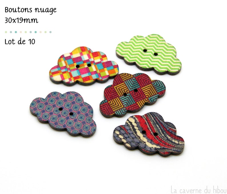 Au choix Boutons en bois multicolores couture scrapbooking Nuage