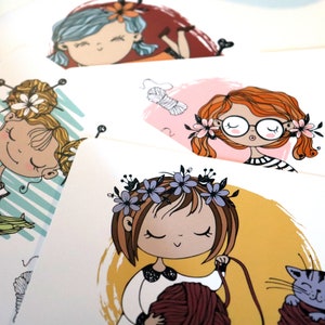 Set de 4 cartes postales vœux illustration crochet 画像 5