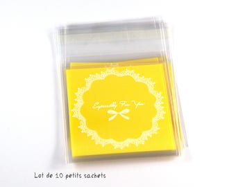Couleur au choix - 10 petites pochettes cadeau transparentes (10x7cm)