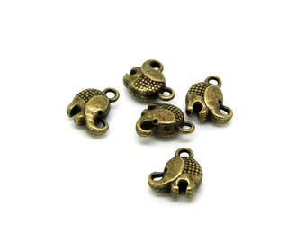 x 5 charm elephant (13x12mm) metal color bronze