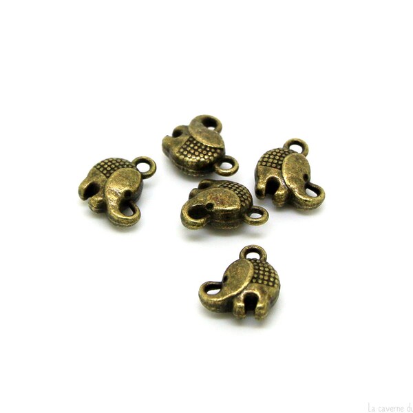 x5 breloques éléphant (13x12mm) métal couleur bronze