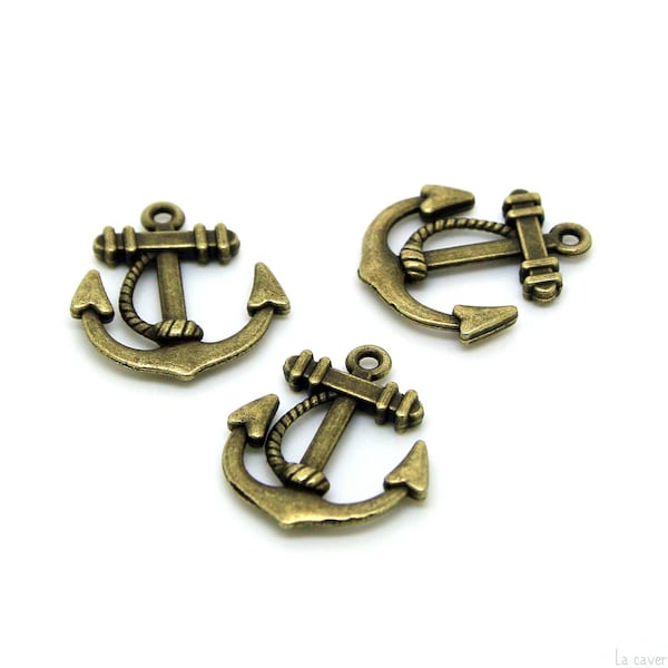 x5 breloques ancre marine (23x20mm) métal couleur bronze