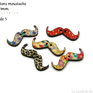 Au choix Boutons en bois multicolores couture scrapbooking Moustache