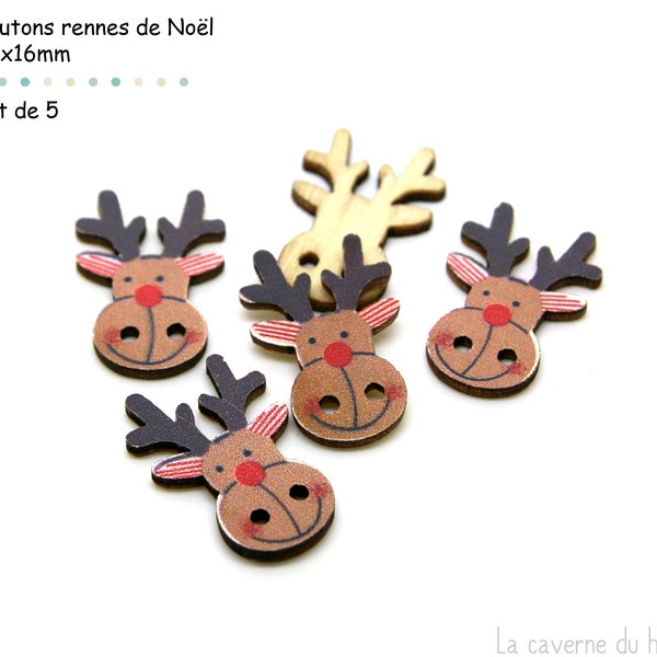 Boutons en bois - Thème Noël - Au choix