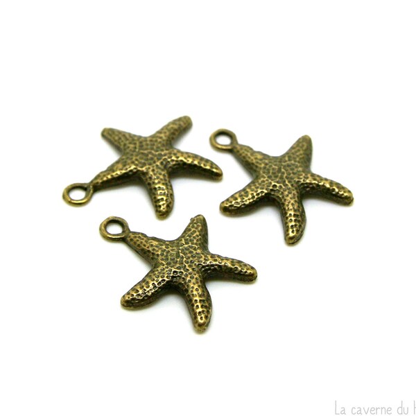 x5 breloques étoile de mer (23x19mm) métal couleur bronze