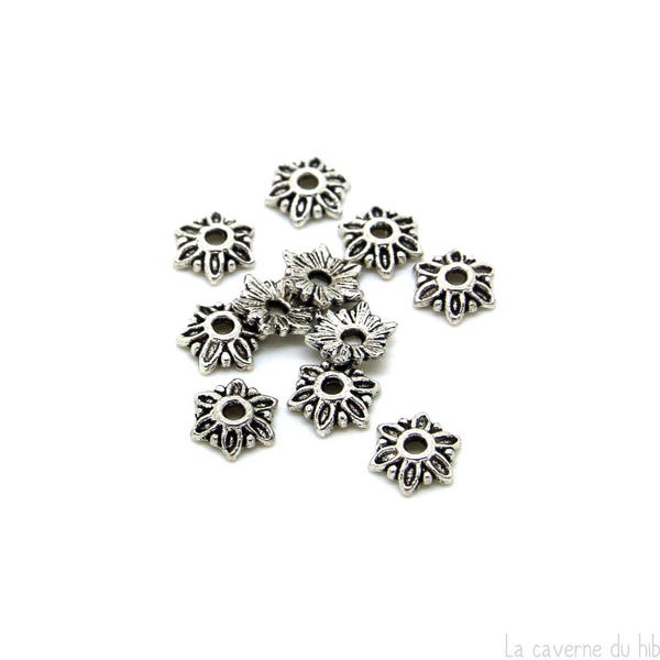 x10 coupelles fleur - métal couleur argenté - Au choix