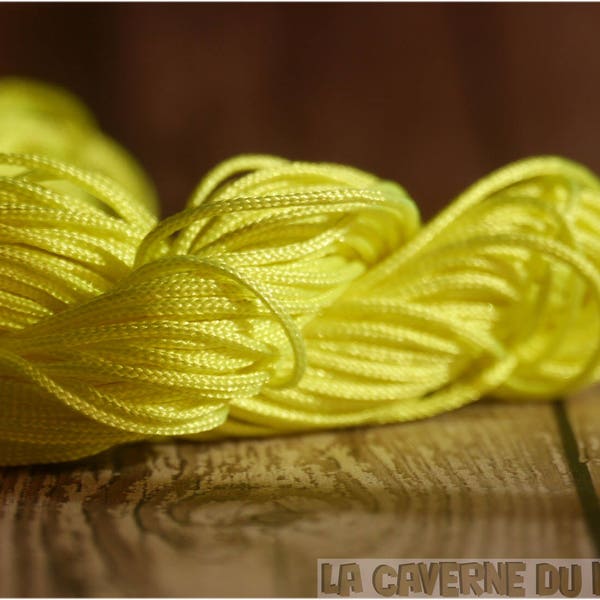 5M de fil nylon tressé (1mm) couleur jaune fluo