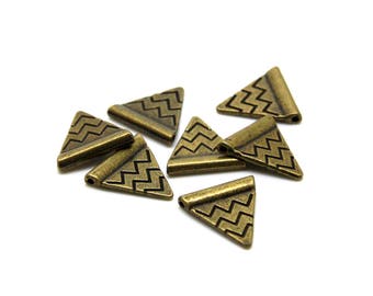 x5 perles intercalaires triangle (14x14mm) couleur bronze