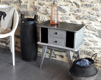 Chevet Design Vintage, Meuble d’appoint, Bout-de-canapé Contemporain, années 60, Pieds compas, Décoration d’intérieur, Déco chambres d’hôtes
