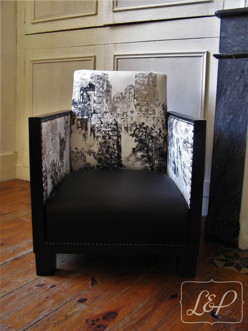 Fauteuil Art Déco rénové, années 30, Décoration intérieur, Maison ameublement, Déco chambre d'hôtes, contemporain, restauration, Montmartre image 1