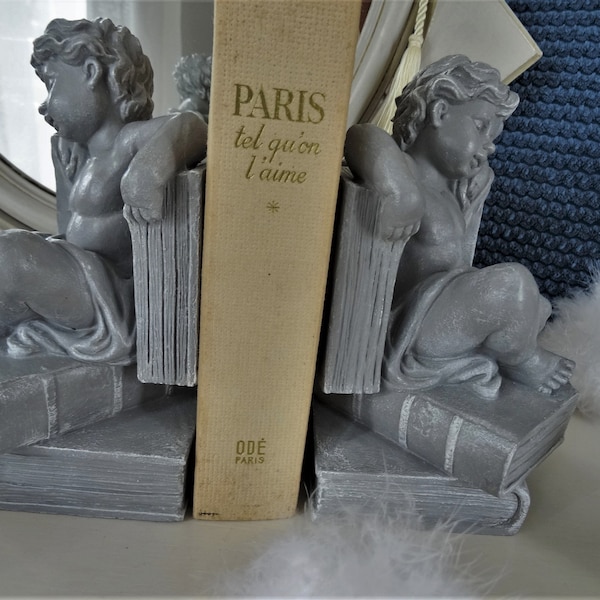 Serre-livres,  Duo d'angelots, Déco Shabby, Déco romantique, Décoration intérieure, Déco chambres d’hôtes, Idée cadeau, Chérubin, Objet déco