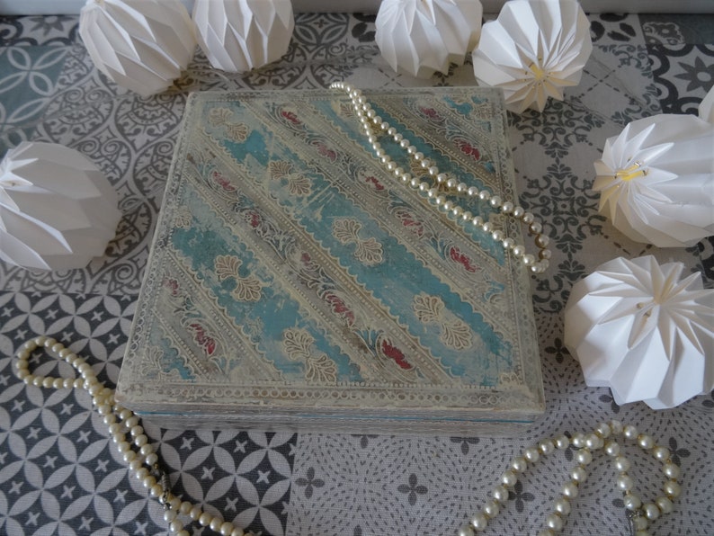Coffret Boîte à Musique Avec Plateau Florentin En Bois - Occasion - Décoration Vintage