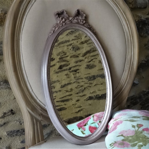 Miroir ovale patiné Shabby, Miroir baroque, Cadre vintage relooké, Décoration d'intérieur,  Décoration murale, Décoration Chambres d'hôtes