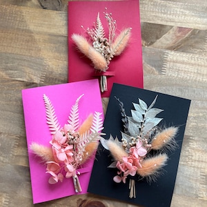Carte fleur séchée maîtresse