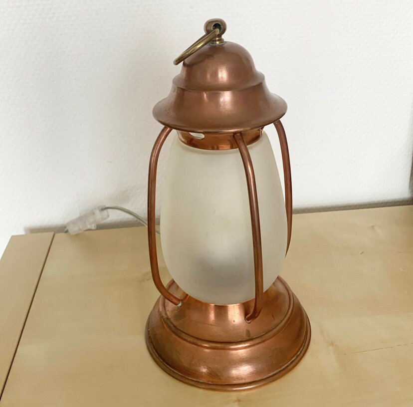 Brass and copper lantern lamp vintage home decor