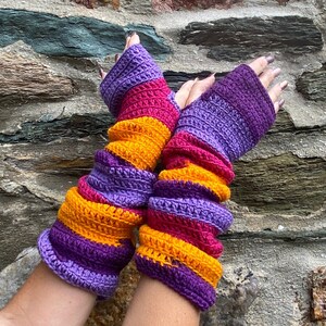 Long mitts hook/mitts woman/mitts longues/mitaines vintage/mitaines bohemian/bohostyle/woolen/mitts winter/fingerless gloves image 9