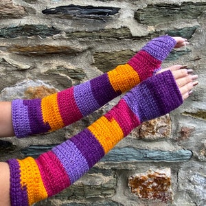 Mitaines longues crochet taille unique femmes, couleurs dhiver image 5