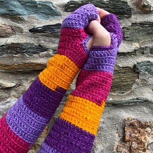 Mitaines longues crochet taille unique femmes, couleurs dhiver image 2
