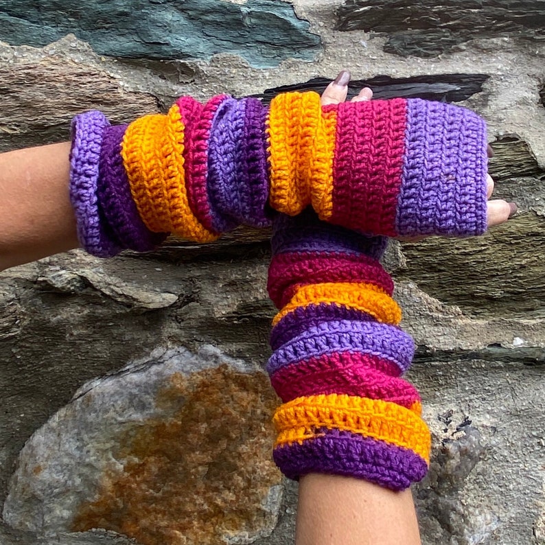 Mitaines longues crochet taille unique femmes, couleurs dhiver image 6