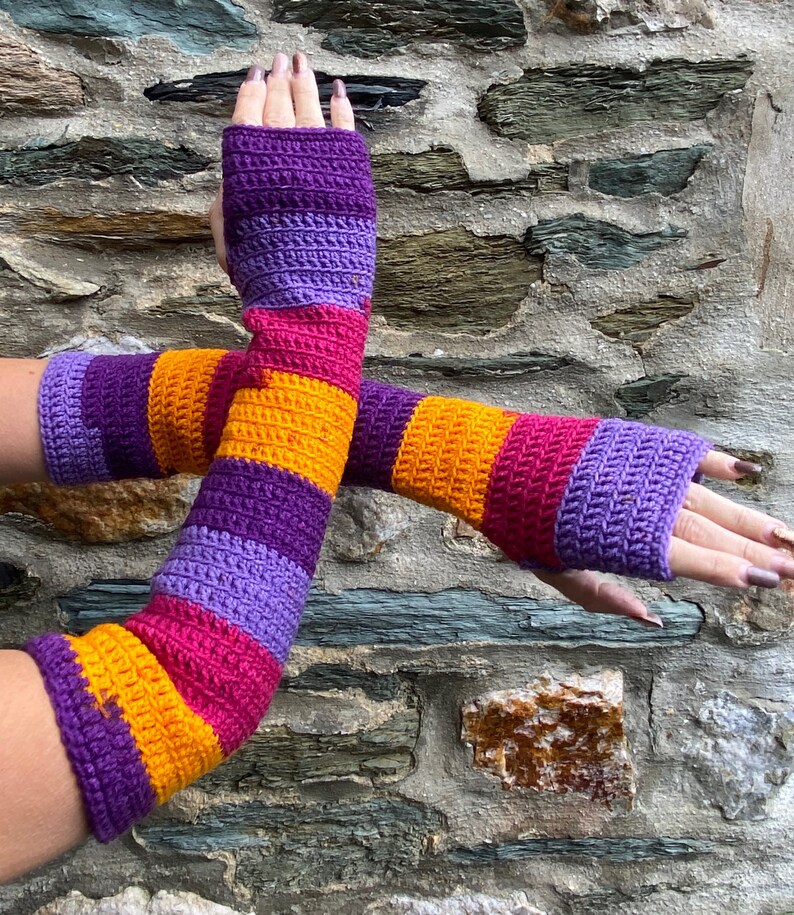 Mitaines longues crochet taille unique femmes, couleurs dhiver image 8