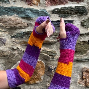 Mitaines longues crochet taille unique femmes, couleurs dhiver image 3