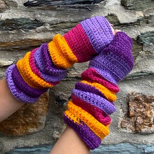 Long mitts hook/mitts woman/mitts longues/mitaines vintage/mitaines bohemian/bohostyle/woolen/mitts winter/fingerless gloves image 4