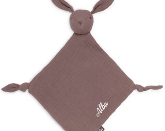 Attache tétine doudou lapin marron personnalisé