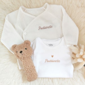 Personalized birth bra (embroidered) with first name or word of your choice