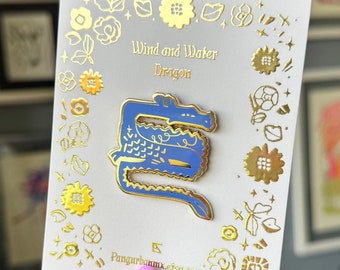 Wind and Water Dragon Hard enamel pin // Witchy pin / Enamel pin /Dragon pin / Unique brooch