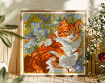 True Giclée Cat Art Print – Sanctuary Cat, Limited Edition 8x8 Inches