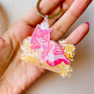 Acrylic keychain Pink chief cat