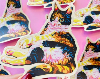 Large Posca Cat vinyl sticker // Waterproof sticker -Die cut sticker - Cat sticker