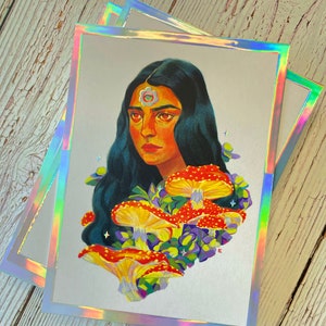 Fliegenpilz Holographischer Folienkunstdruck