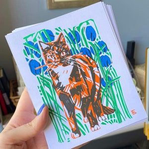 Snowdrop cat riso print