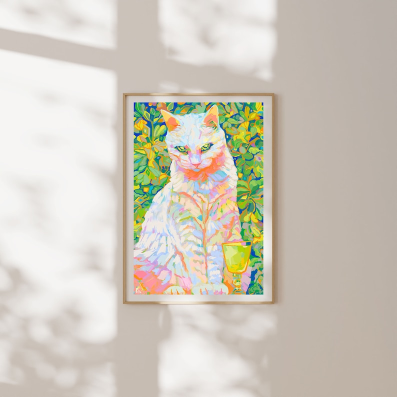 Absynthe Cat 5x7 in Limited edition Giclée art print / cat art print image 1