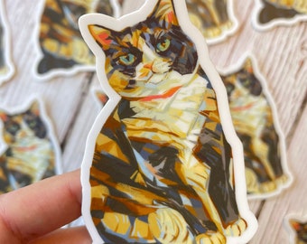 Caramel cat vinyl sticker // Waterproof sticker -Die cut sticker - Art sticker